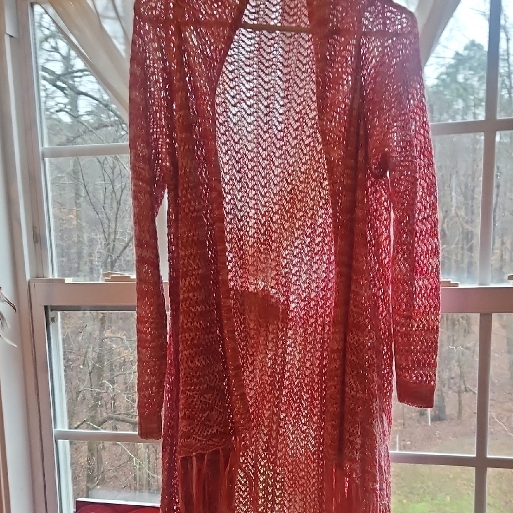 Women's Open Knit Sweater - Red